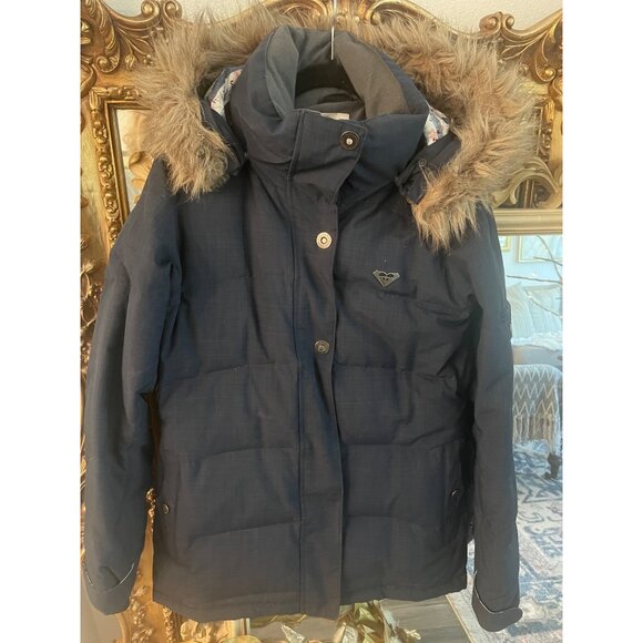 Roxy Jonah Bright 10K Navy Jacket w removable hood. Insulated, waterproof Sz S - Picture 1 of 12